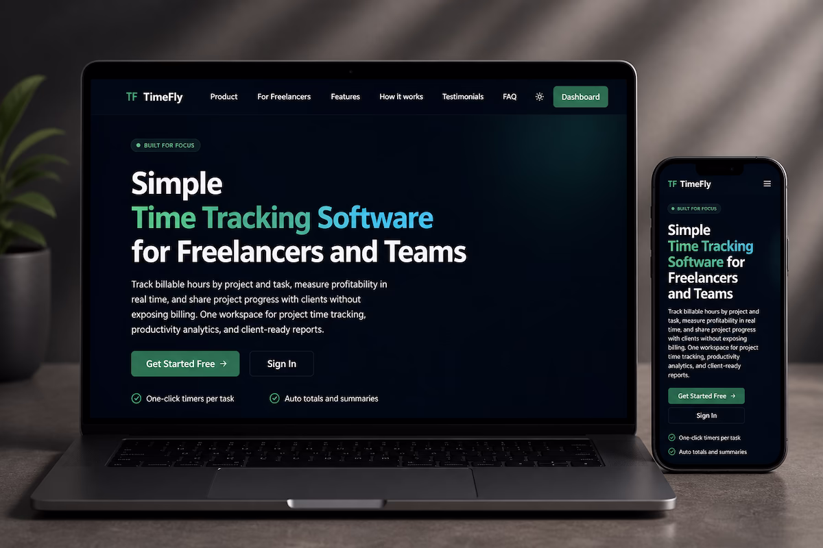Timefly landing page thumbnail preview